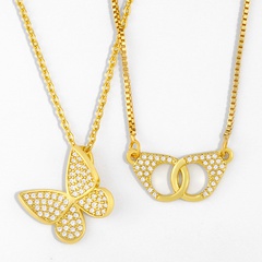 Korean diamond butterfly women's copper short clavicle chain necklace
