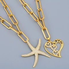 new copper thick chain love starfish pendant necklace for women wholesale