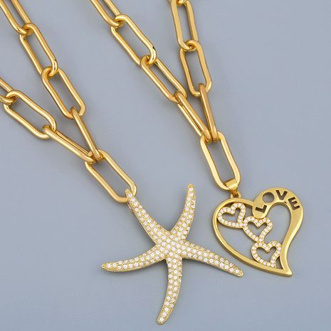 nouveau collier pendentif étoile de mer amour chaîne épaisse en cuivre pour les femmes en gros's discount tags
