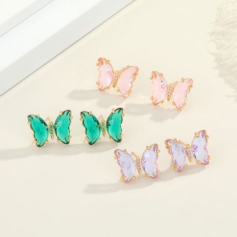 boucles d'oreilles papillon fée de cristal boucles d'oreilles papillon en verre diamant délicat en gros nihaojewelry's discount tags