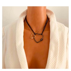 Fashion thin chain metal simple diamond-studded love lock pendant necklace for women