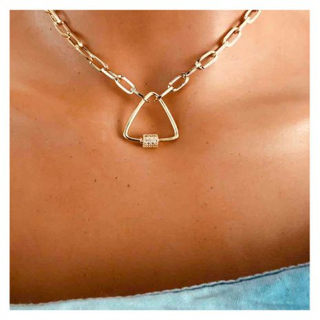 Fashion Hollow Triangle Spiral Twist Simple Link Buckle Short women's alloy Necklace's discount tags