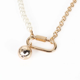 fashion oval plating alloy pearl beaded clavicle chain jewelry necklace for womenpicture7