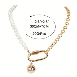 fashion oval plating alloy pearl beaded clavicle chain jewelry necklace for womenpicture9
