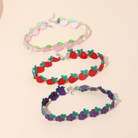childlike cute fruit polyester choker strawberry short wild clavicle chain's discount tags