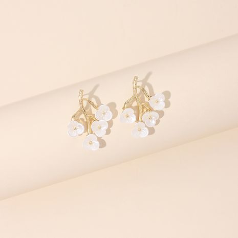 Korea's simple versatile pearl white flower fashion trendy resin earrings for women's discount tags