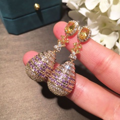 Hollow  exaggerated elegant fashionable purple long tassel petal earrings wholesale nihaojewelry