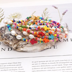 Fashion  rainbow rice bead cross ethnic baroque natural freshwater pearl anklet