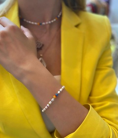 Fashion niche baroque natural freshwater pearl wild rainbow imported Miyuki rice bead bracelet