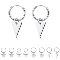 Korean simple circle ring triangle five-star bee round pendant earring wholesale nihaojewelry