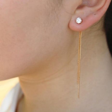 Korean long chain tassel jewelry new 316L titanium steel earrings's discount tags