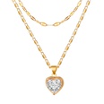 new doublelayer inlaid crystal love heart pendant necklace for ladies wildpicture12