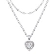 new doublelayer inlaid crystal love heart pendant necklace for ladies wildpicture13