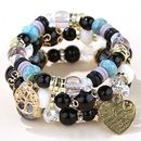 Fashion trend concise  versatile metal peach heart pendant candy beads multilayer alloy braceletpicture3