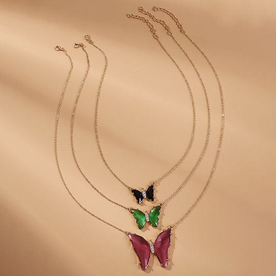 Download Fashion Multi Layer Thin Chain Butterfly Necklace For Women Wholesale Nhmd245989