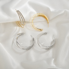 Korean fashion wild design multi-layer c-shaped alloy hot-saling exaggerated earrings for women