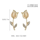 Korea 925 silver needle full diamond rose petal girls daisy flower gentle earringspicture7