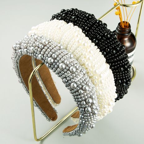 fashion wide-brimmed sponge women full of pearls super flash headband wholesale nihaojewelry's discount tags