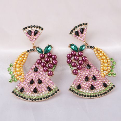 Boucles d'oreilles pendantes de fruits en alliage sauvage de pastèque en diamant à la mode's discount tags