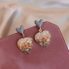 Fashion Korean Tawny zircon crystal love  elegant alloy pendant earrings for women