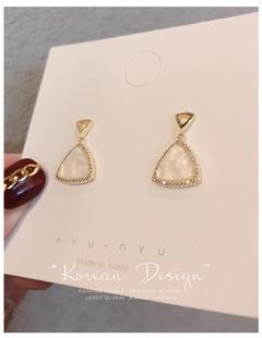 Triangle mother-of-pearl new trendy exquisite Korean alloy women's earrings