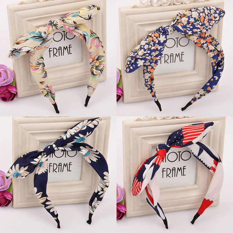 Floral Bowknot  Fashion Polka Dot Rabbit headband  wholesale
