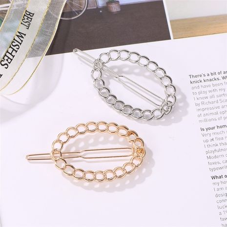chaîne en métal épingle à cheveux ovale frange creuse clip clip latéral géométrique en gros nihaojewelry NHDP246037's discount tags
