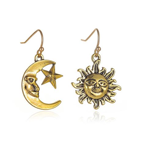 nouveau rétro soleil lune boucles d'oreilles asymétriques style ethnique boucles d'oreilles à l'ancienne en gros nihaojewelry's discount tags