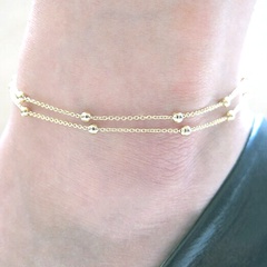 Fashion foot decoration alloy double-layer chain bead anklet hot-saling wholesale