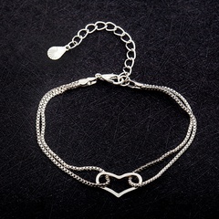 Korean elegant wild simple and sweet double love fine alloy bracelet for women wholesale
