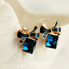 Mode coréenne bowknot cube cristal boucles d'oreilles all-match bijoux