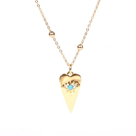 fashion simple Turkish blue eyes heart-shaped copper inlaid zircon necklace wholesale's discount tags