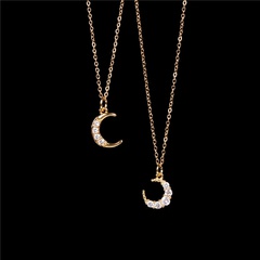 new fashion micro-inlaid zircon moon crescent pendant clavicle chain wholesale