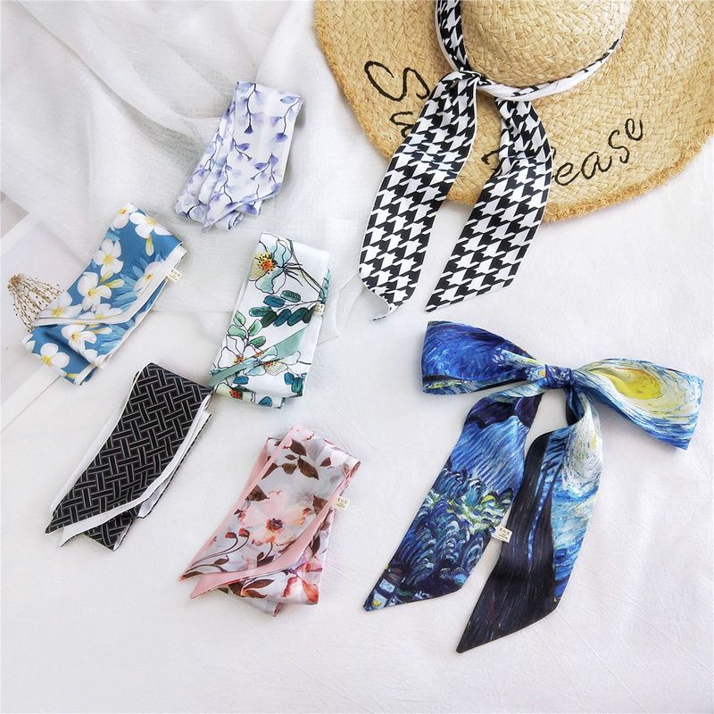 New doublesided spring thin and narrow ribbon streamer wild tie long small silk scarf for women