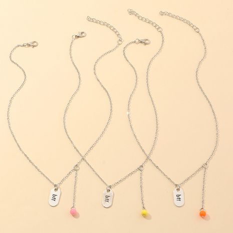 fashion jelly color beaded pendant necklace clavicle chain girl's necklace wholesale   NHNU246567's discount tags