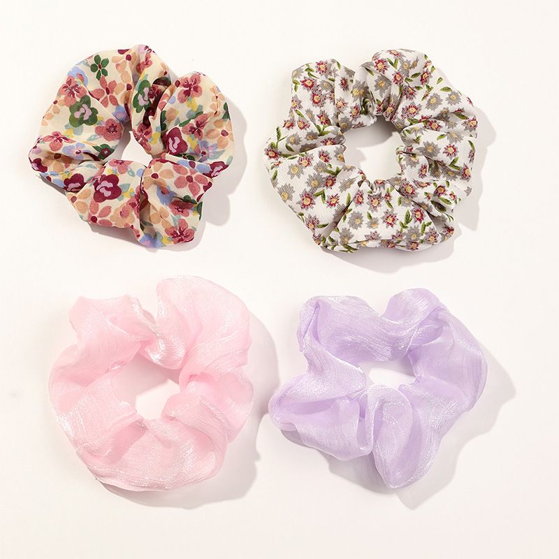 Korea large intestine ring fabric hair scrunchies elastic floral rubber band hair headdress wholesale