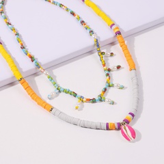 N7662 Sommer minimalist ische Urlaubs stil Farbe Muschel Reis Perlen Halskette Europäische und amerikanische Temperament mehr schicht ige Farb kissen Halskette