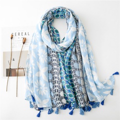 Women's autumn new three-color color matching long section Korean wild cotton and linen long shawl dual-use gauze scarf