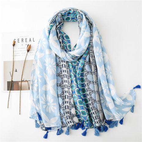 Women's autumn new three-color color matching long section Korean wild cotton and linen long shawl dual-use gauze scarf's discount tags