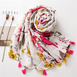 Fashion wild color flower printing ethnic style cotton and linen silk scarf sunscreen shawl for womenpicture32