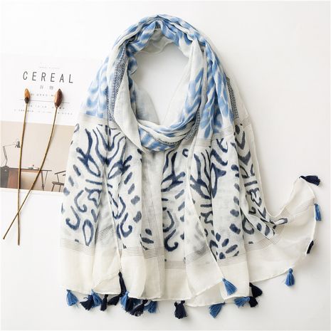 women's ripple printing pattern sunscreen towel cotton and linen fringed silk scarf beach shawl for women's discount tags