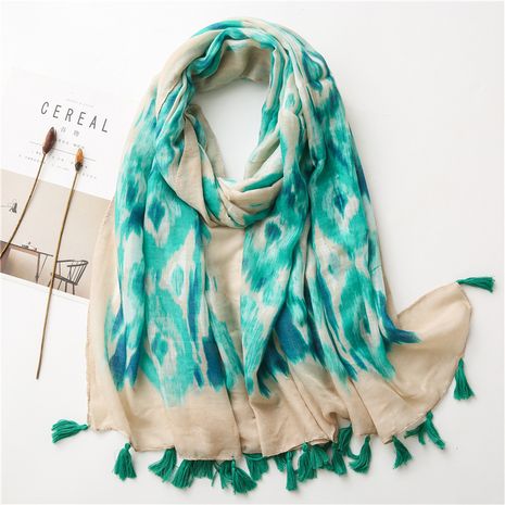 Coton et lin bohème nouvel automne foulard en soie sauvage coréen paon rétro ethnique châle's discount tags