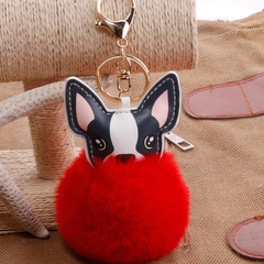 Rex rabbit fur ball keychain cute pet dog plush keychain car luggage accessories pendant jewelry