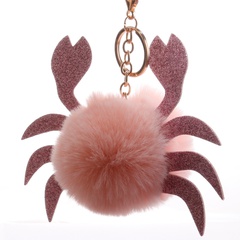 Sequined crab keychain hair ball pendant new pu crab shape bag pendant backpack cartoon ornaments