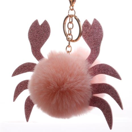 Llavero de cangrejo con lentejuelas colgante de bola de pelo nuevo bolso con forma de cangrejo de pu colgante mochila adornos de dibujos animados's discount tags