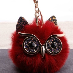 Grit owl keychain cartoon big eyes sequined owl fur bag pendant