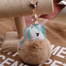 Unicorn Imitation Rex Rabbit Hair Ball Keychain Cartoon PU Pony Bag Plush Pendant Car Keychain Girlspicture26