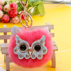 creative big eyes owl hair ball keychain fashion girl heart bag pendant girlfriend gift