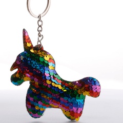 Fish scale sequin keychain double-sided reflective shiny unicorn keychain ladies coin purse pony pendant