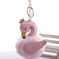 Cute PU swan 8cm fur ball keychain imitation rex rabbit fur ball flamingo bag car key pendant wholesalepicture66